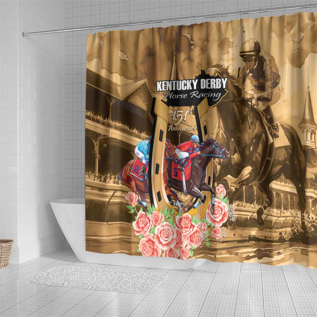 Kentucky Horse Racing Shower Curtain 151st Anniversary Race For The Roses LT14