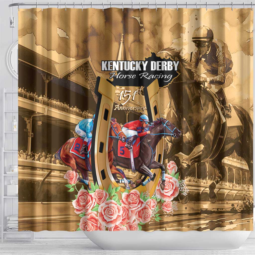 Kentucky Horse Racing Shower Curtain 151st Anniversary Race For The Roses LT14