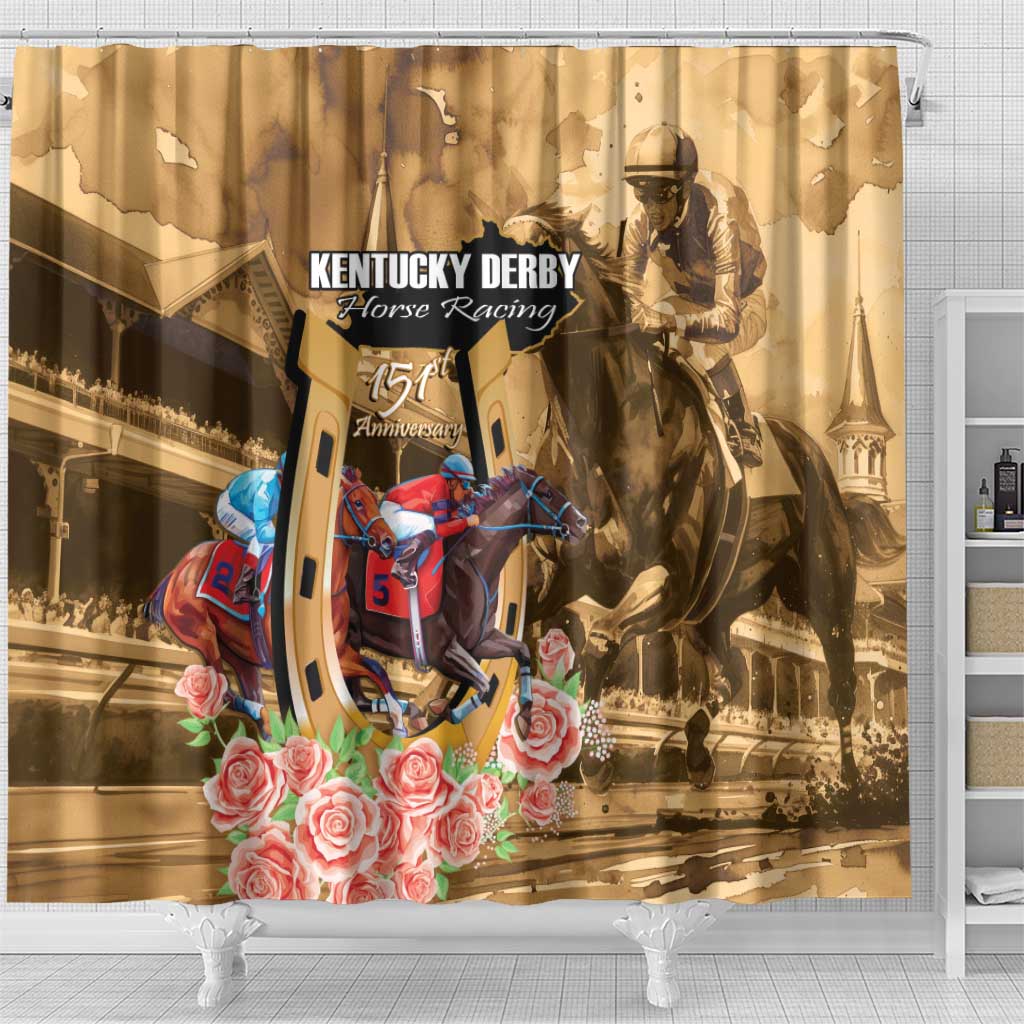 Kentucky Horse Racing Shower Curtain 151st Anniversary Race For The Roses LT14