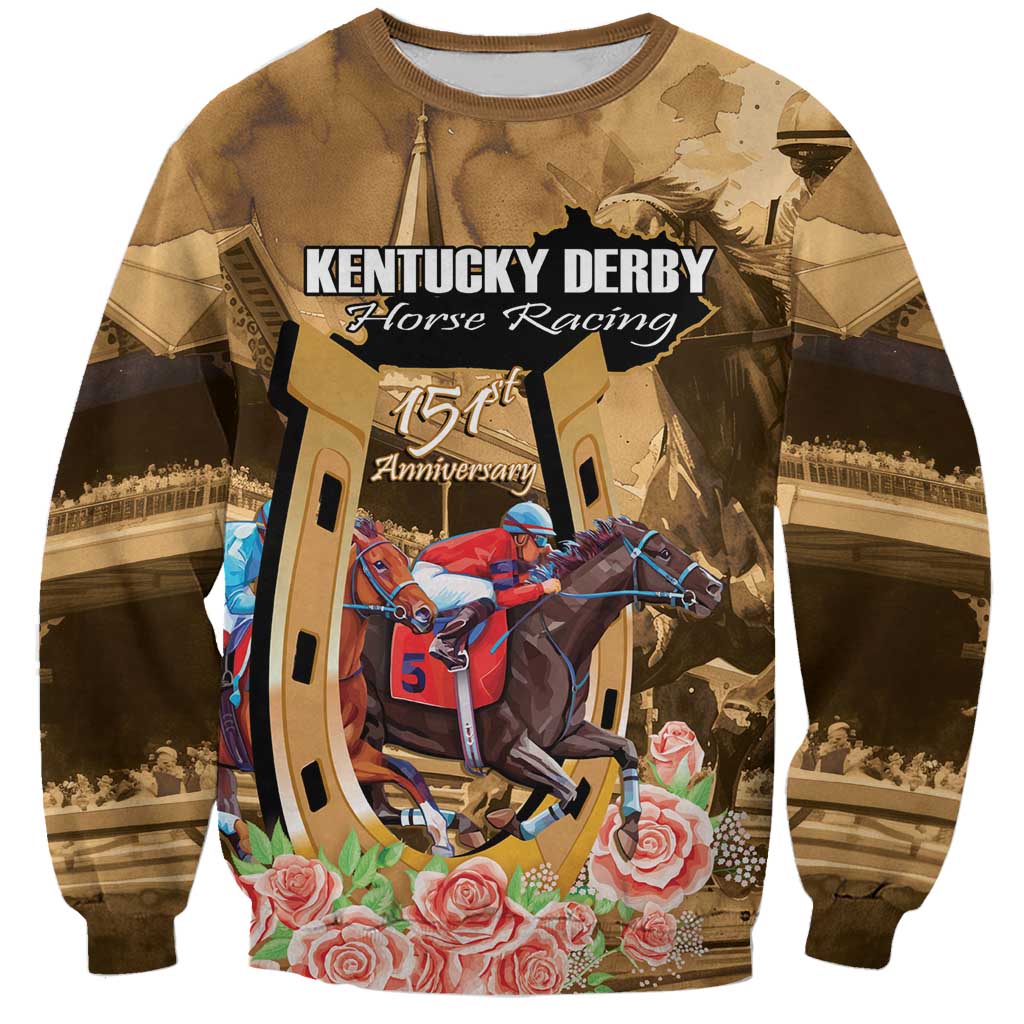 Kentucky Horse Racing Sweatshirt 151st Anniversary Race For The Roses LT14