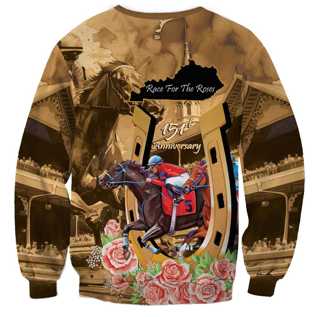 Kentucky Horse Racing Sweatshirt 151st Anniversary Race For The Roses LT14