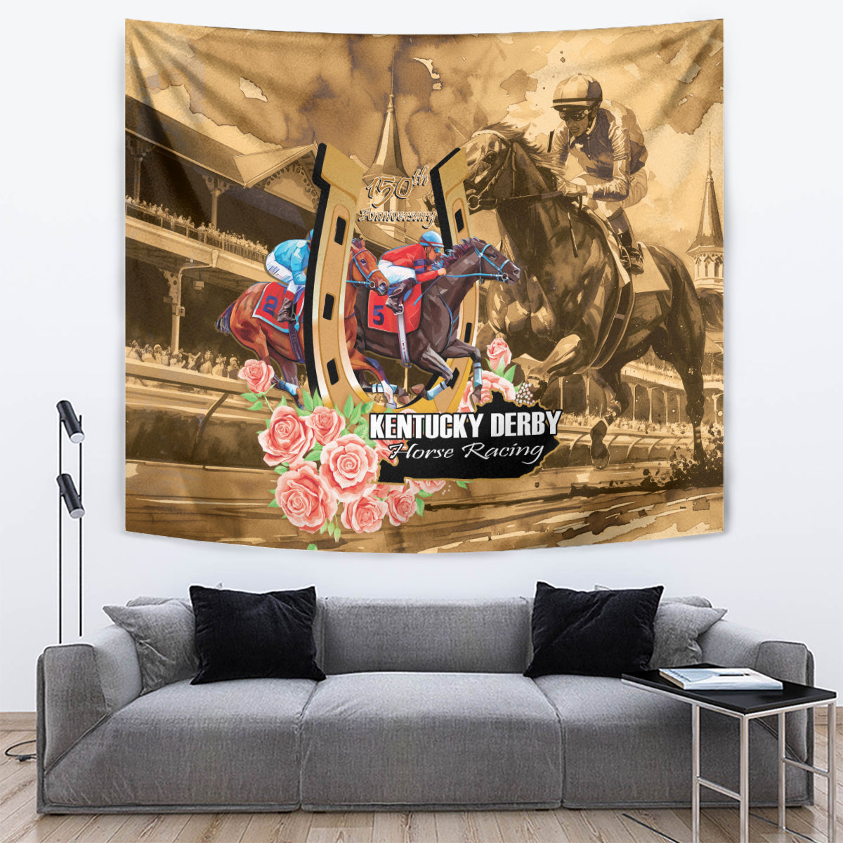 Kentucky Horse Racing Tapestry 150th Anniversary Race For The Roses