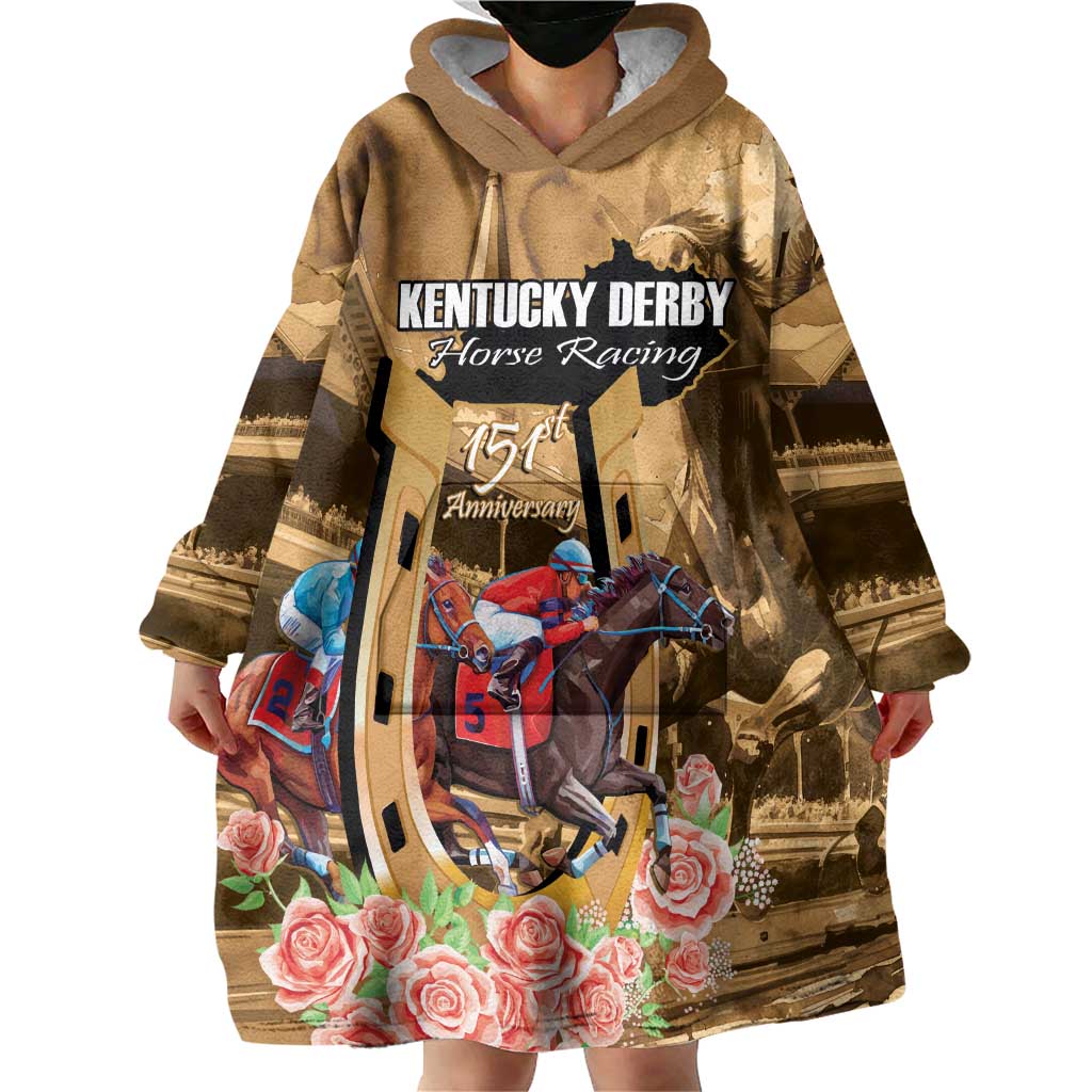 Kentucky Horse Racing Wearable Blanket Hoodie 151st Anniversary Race For The Roses LT14