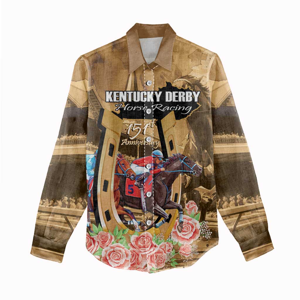 Kentucky Horse Racing Women Casual Shirt 151st Anniversary Race For The Roses LT14