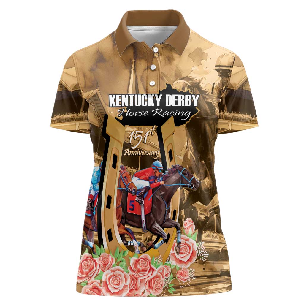 Kentucky Horse Racing Women Polo Shirt 151st Anniversary Race For The Roses LT14