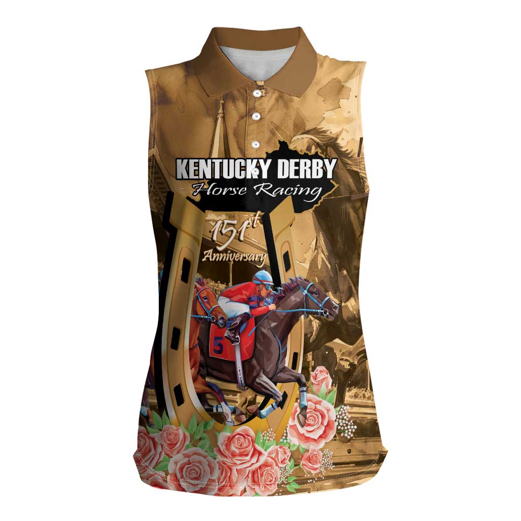 Kentucky Horse Racing Women Sleeveless Polo Shirt 151st Anniversary Race For The Roses LT14