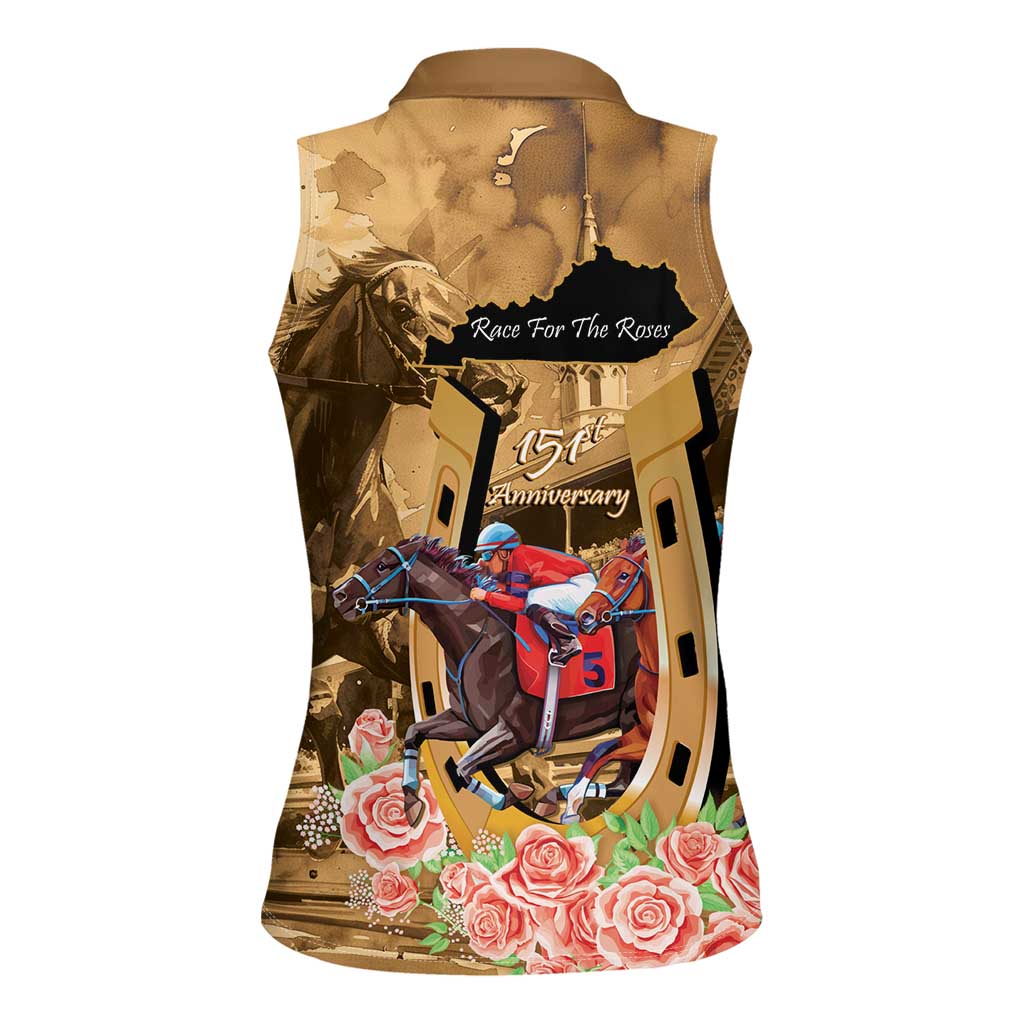 Kentucky Horse Racing Women Sleeveless Polo Shirt 151st Anniversary Race For The Roses LT14