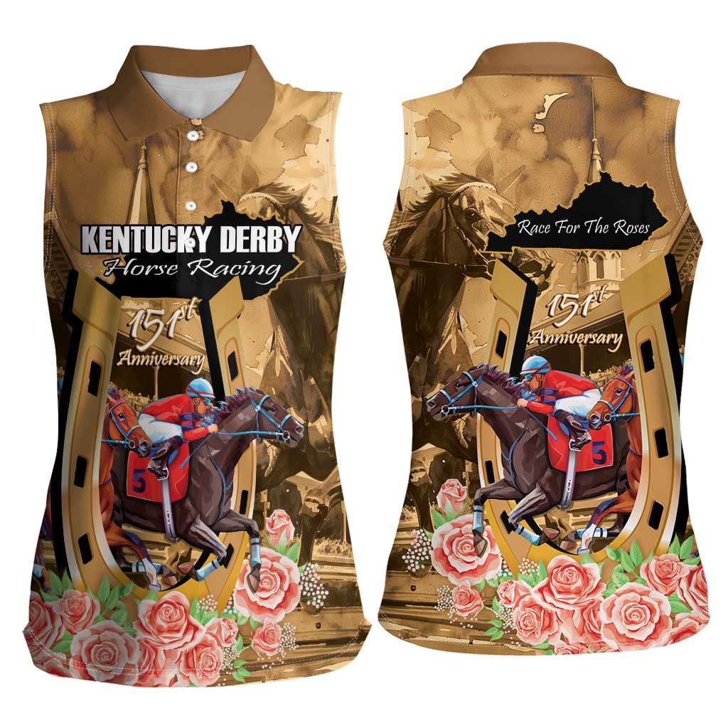 Kentucky Horse Racing Women Sleeveless Polo Shirt 151st Anniversary Race For The Roses LT14