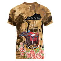 Kentucky Horse Racing Women V-Neck T-Shirt 151st Anniversary Race For The Roses LT14