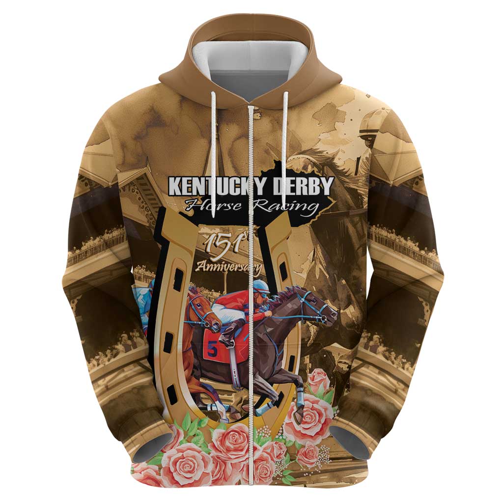 Kentucky Horse Racing Zip Hoodie 151st Anniversary Race For The Roses LT14