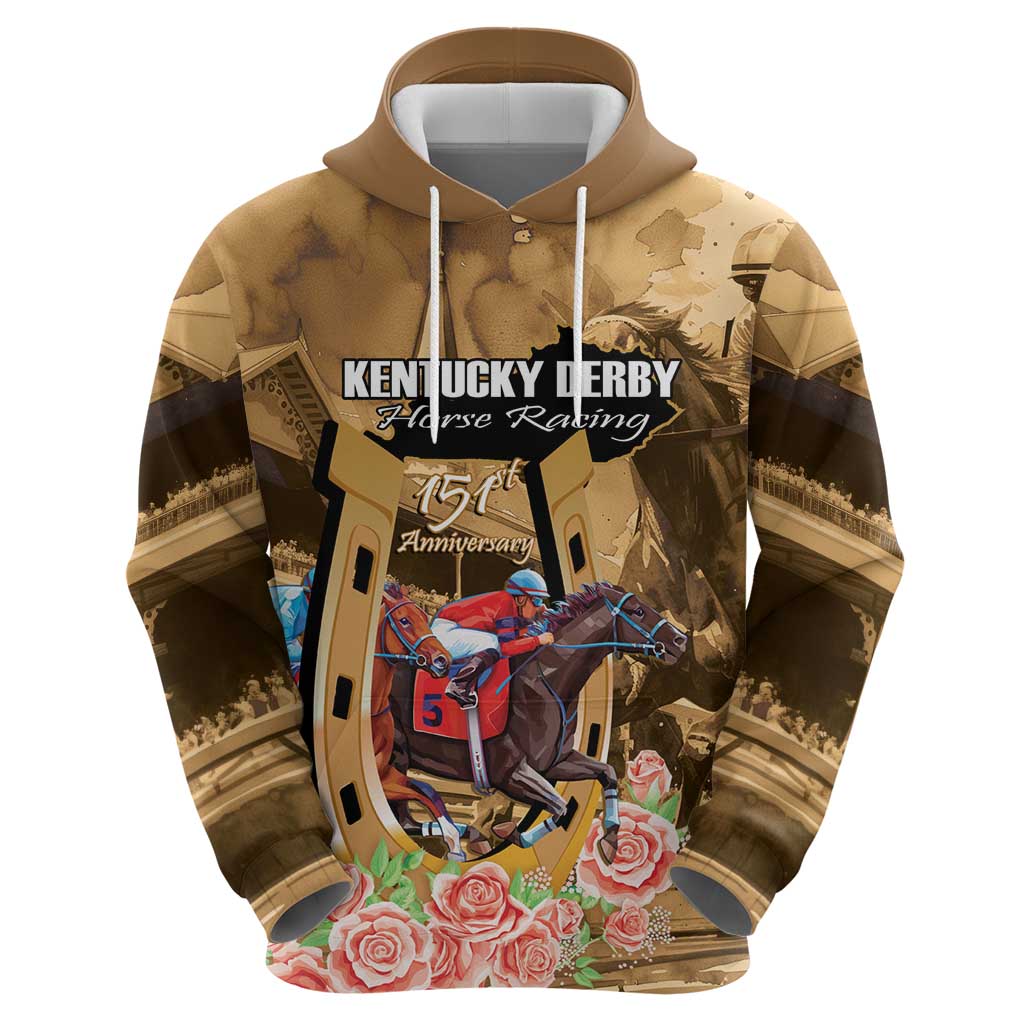 Kentucky Horse Racing Zip Hoodie 151st Anniversary Race For The Roses LT14