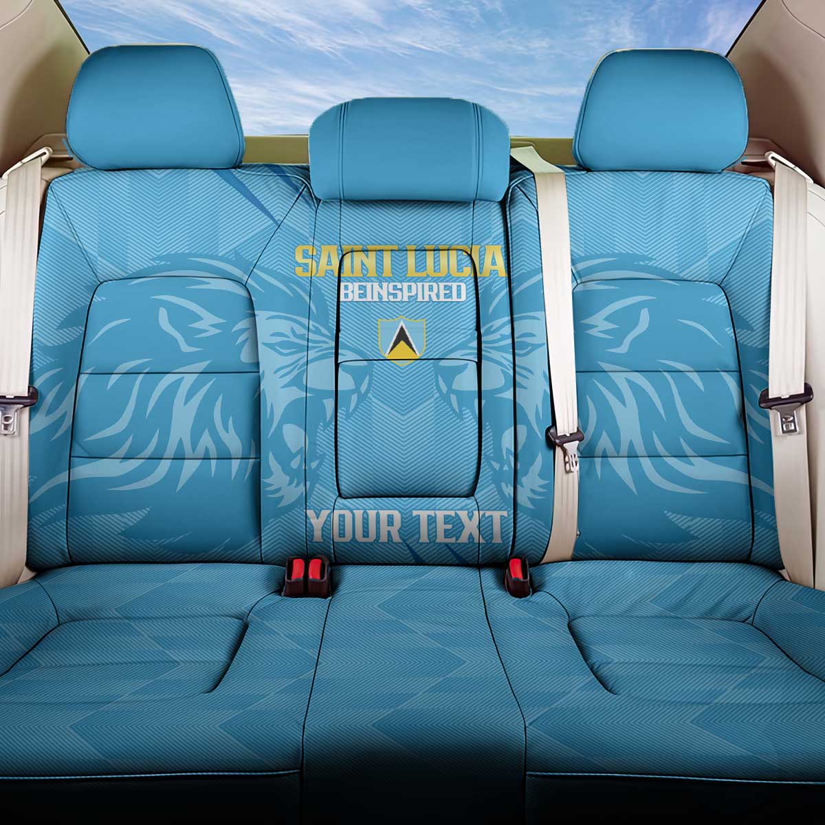 Custom Saint Lucia Cricket Back Car Seat Cover Go Champions Beinspired