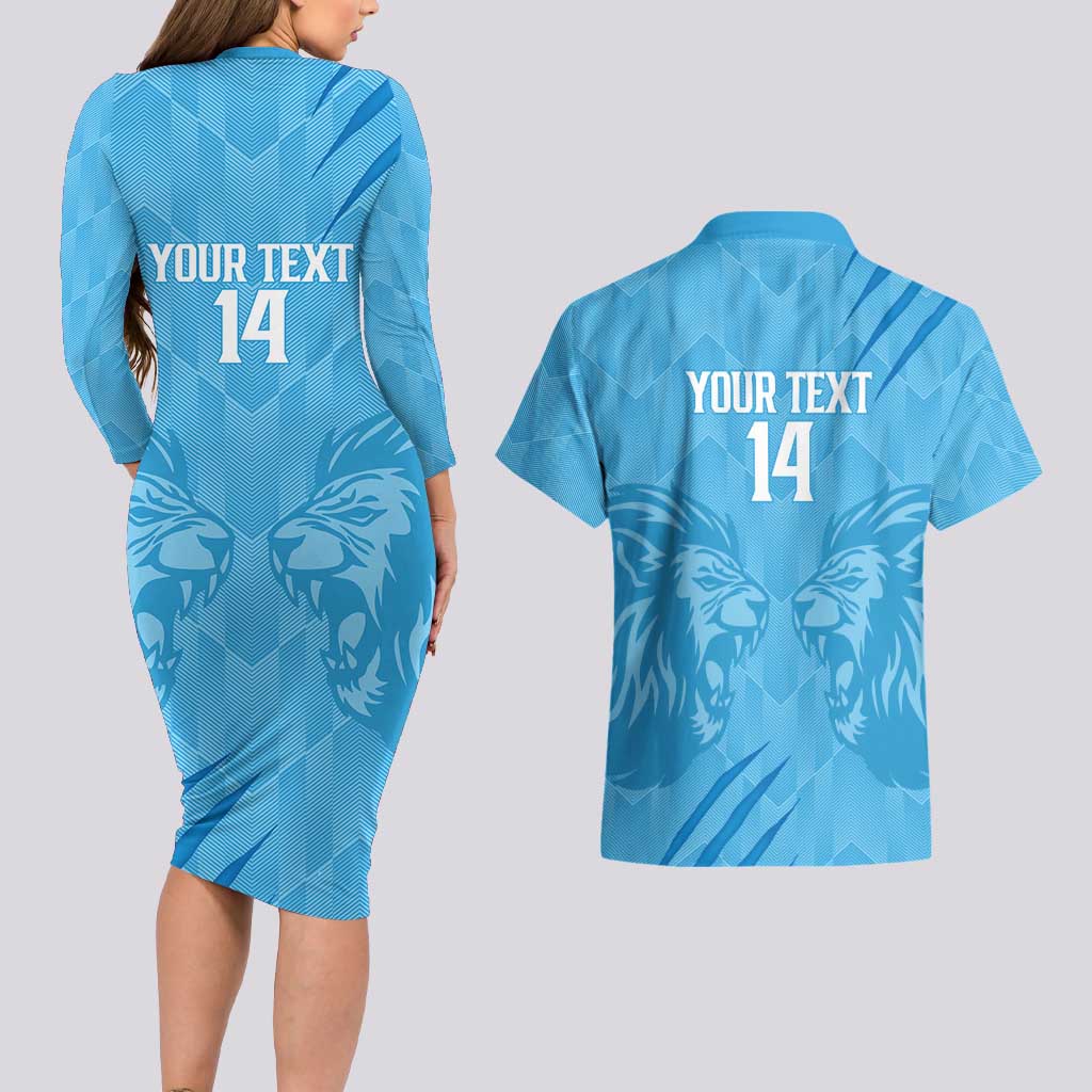 Custom Saint Lucia Cricket Couples Matching Long Sleeve Bodycon Dress and Hawaiian Shirt Go Champions Beinspired