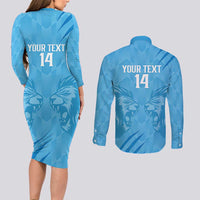 Custom Saint Lucia Cricket Couples Matching Long Sleeve Bodycon Dress and Long Sleeve Button Shirt Go Champions Beinspired