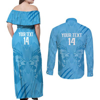 Custom Saint Lucia Cricket Couples Matching Off Shoulder Maxi Dress and Long Sleeve Button Shirt Go Champions Beinspired