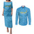 Custom Saint Lucia Cricket Couples Matching Puletasi and Long Sleeve Button Shirt Go Champions Beinspired