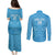 Custom Saint Lucia Cricket Couples Matching Puletasi and Long Sleeve Button Shirt Go Champions Beinspired