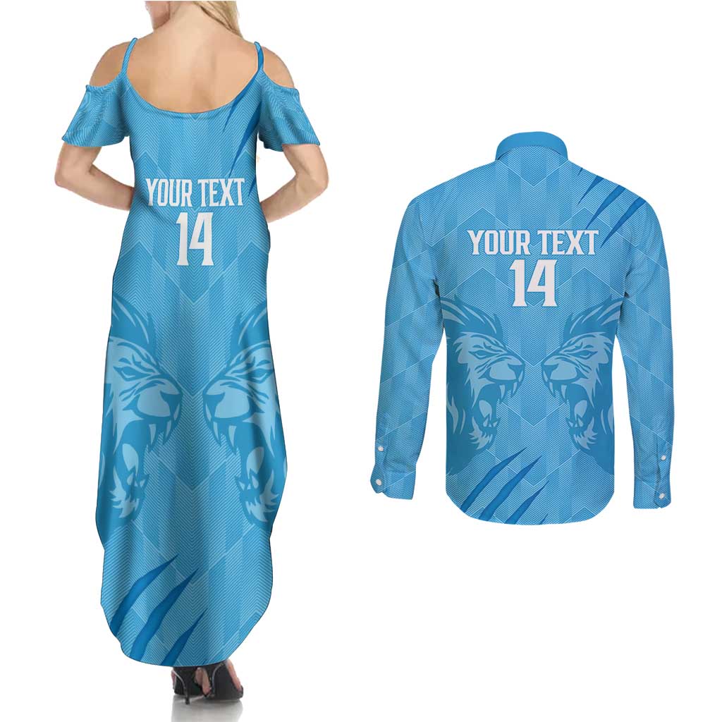 Custom Saint Lucia Cricket Couples Matching Summer Maxi Dress and Long Sleeve Button Shirt Go Champions Beinspired