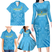 Custom Saint Lucia Cricket Family Matching Long Sleeve Bodycon Dress and Hawaiian Shirt Go Champions Beinspired