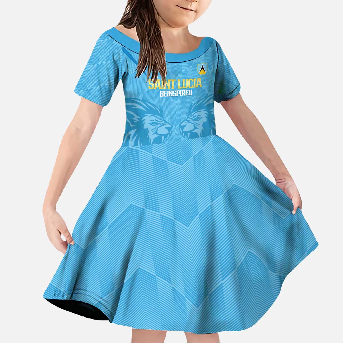 Custom Saint Lucia Cricket Family Matching Off The Shoulder Long Sleeve Dress and Hawaiian Shirt Go Champions Beinspired