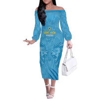 Custom Saint Lucia Cricket Family Matching Off The Shoulder Long Sleeve Dress and Hawaiian Shirt Go Champions Beinspired