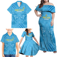 Custom Saint Lucia Cricket Family Matching Off Shoulder Maxi Dress and Hawaiian Shirt Go Champions Beinspired
