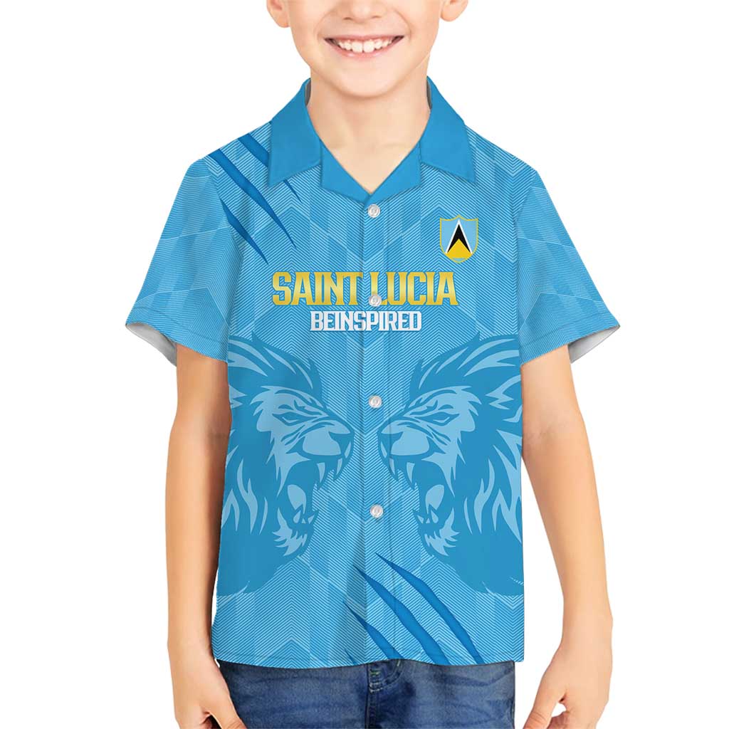 Custom Saint Lucia Cricket Family Matching Off Shoulder Maxi Dress and Hawaiian Shirt Go Champions Beinspired