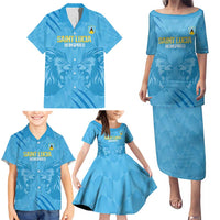 Custom Saint Lucia Cricket Family Matching Puletasi and Hawaiian Shirt Go Champions Beinspired