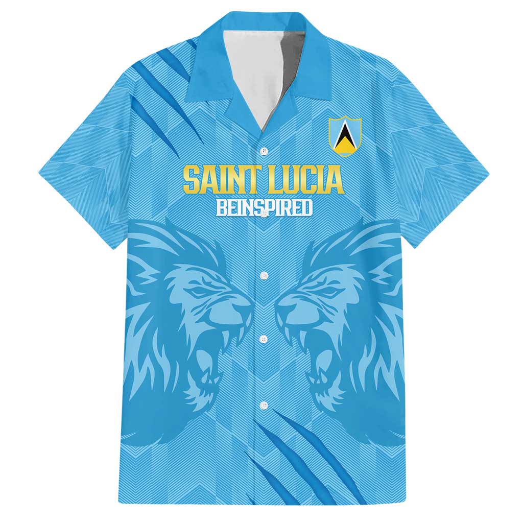 Custom Saint Lucia Cricket Family Matching Short Sleeve Bodycon Dress and Hawaiian Shirt Go Champions Beinspired