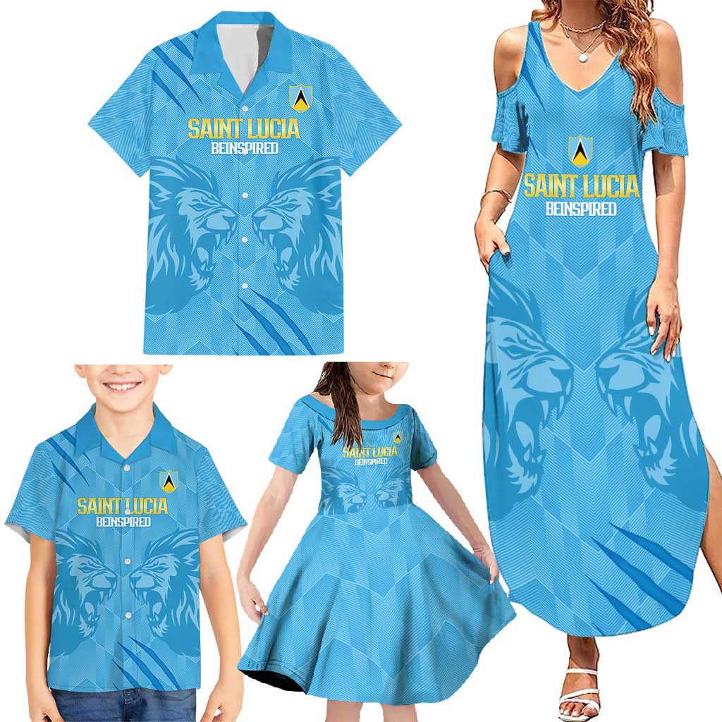 Custom Saint Lucia Cricket Family Matching Summer Maxi Dress and Hawaiian Shirt Go Champions Beinspired