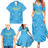 Custom Saint Lucia Cricket Family Matching Summer Maxi Dress and Hawaiian Shirt Go Champions Beinspired