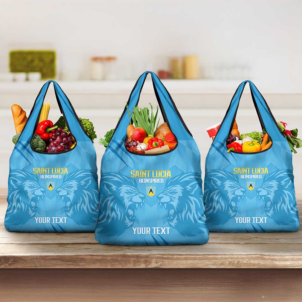 Custom Saint Lucia Cricket Grocery Bag Go Champions Beinspired
