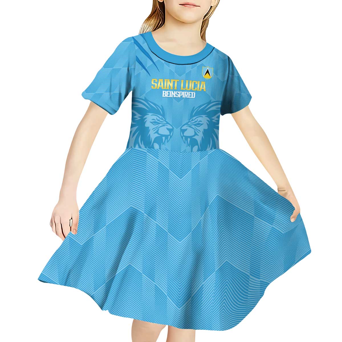 Custom Saint Lucia Cricket Kid Short Sleeve Dress Go Champions Beinspired