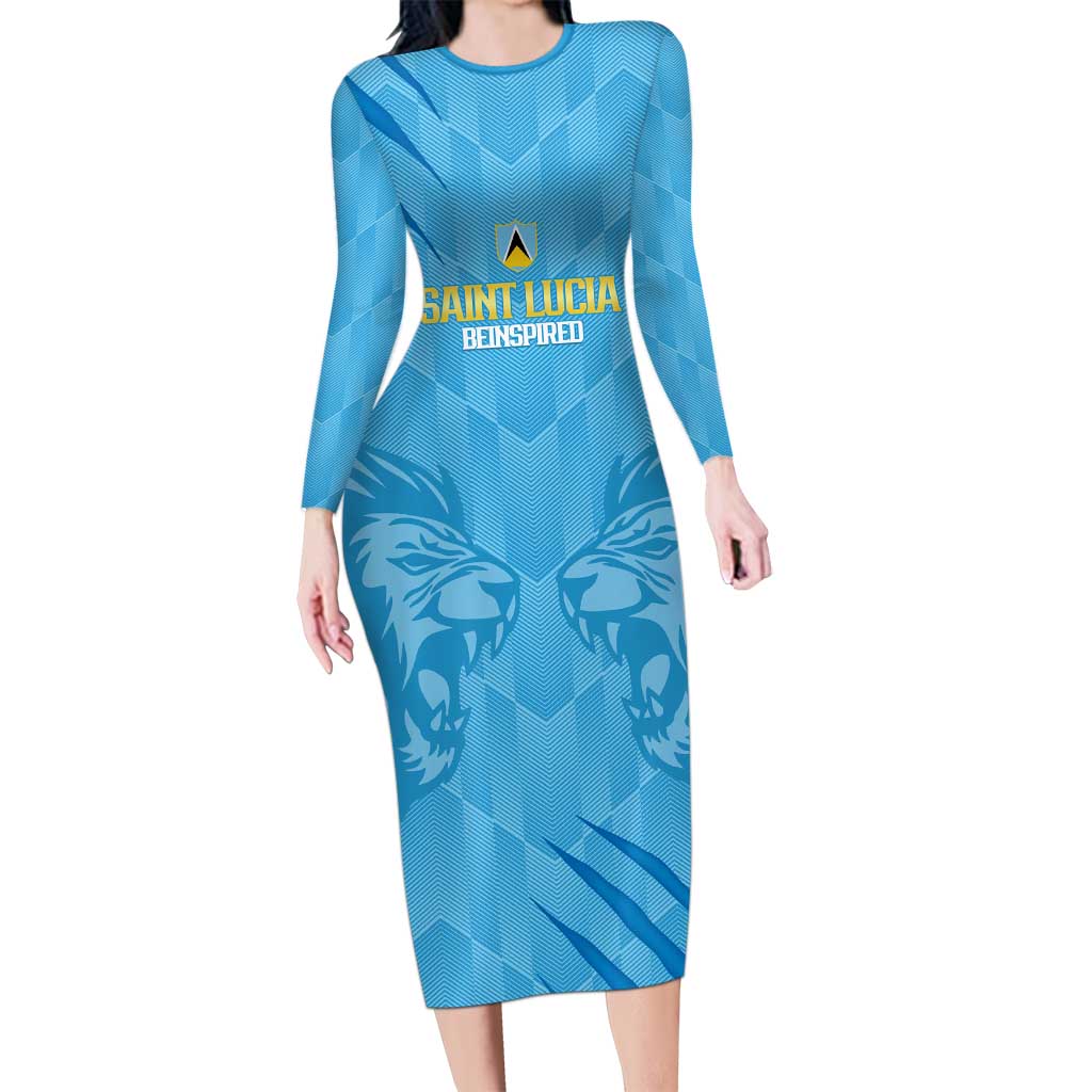 Custom Saint Lucia Cricket Long Sleeve Bodycon Dress Go Champions Beinspired