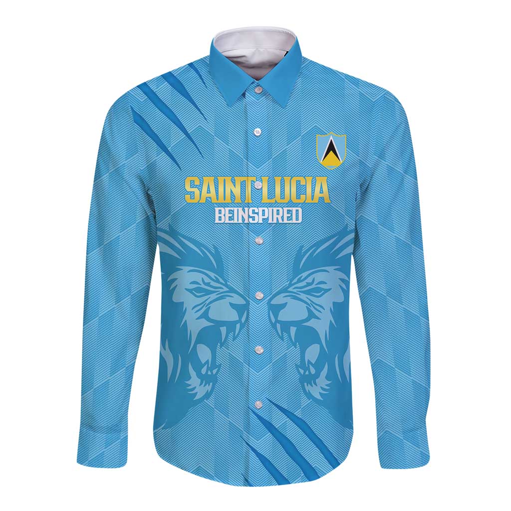 Custom Saint Lucia Cricket Long Sleeve Button Shirt Go Champions Beinspired