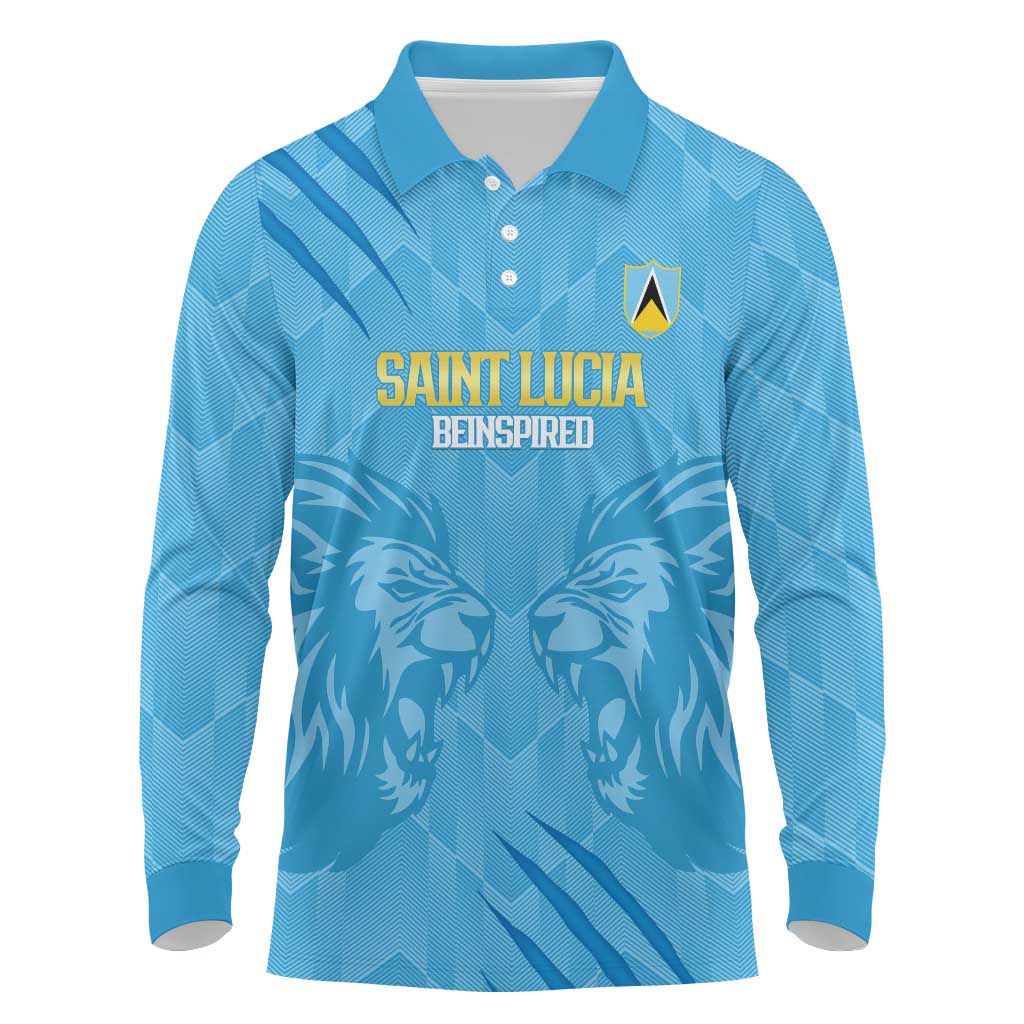 Custom Saint Lucia Cricket Long Sleeve Polo Shirt Go Champions Beinspired