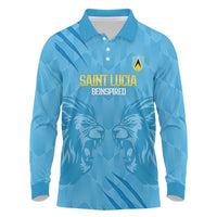 Custom Saint Lucia Cricket Long Sleeve Polo Shirt Go Champions Beinspired