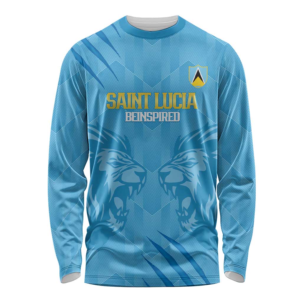 Custom Saint Lucia Cricket Long Sleeve Shirt Go Champions Beinspired