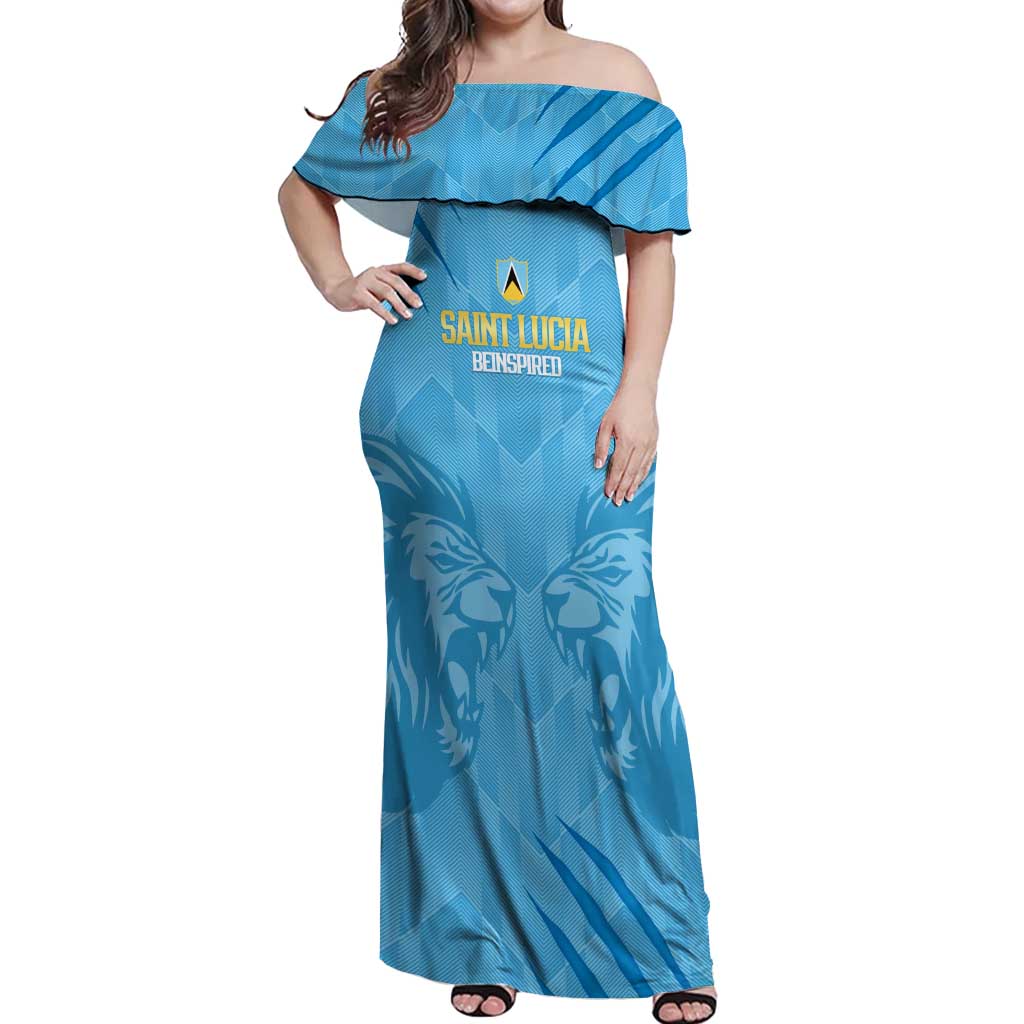 Custom Saint Lucia Cricket Off Shoulder Maxi Dress Go Champions Beinspired
