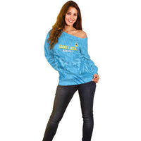 Custom Saint Lucia Cricket Off Shoulder Sweater Go Champions Beinspired