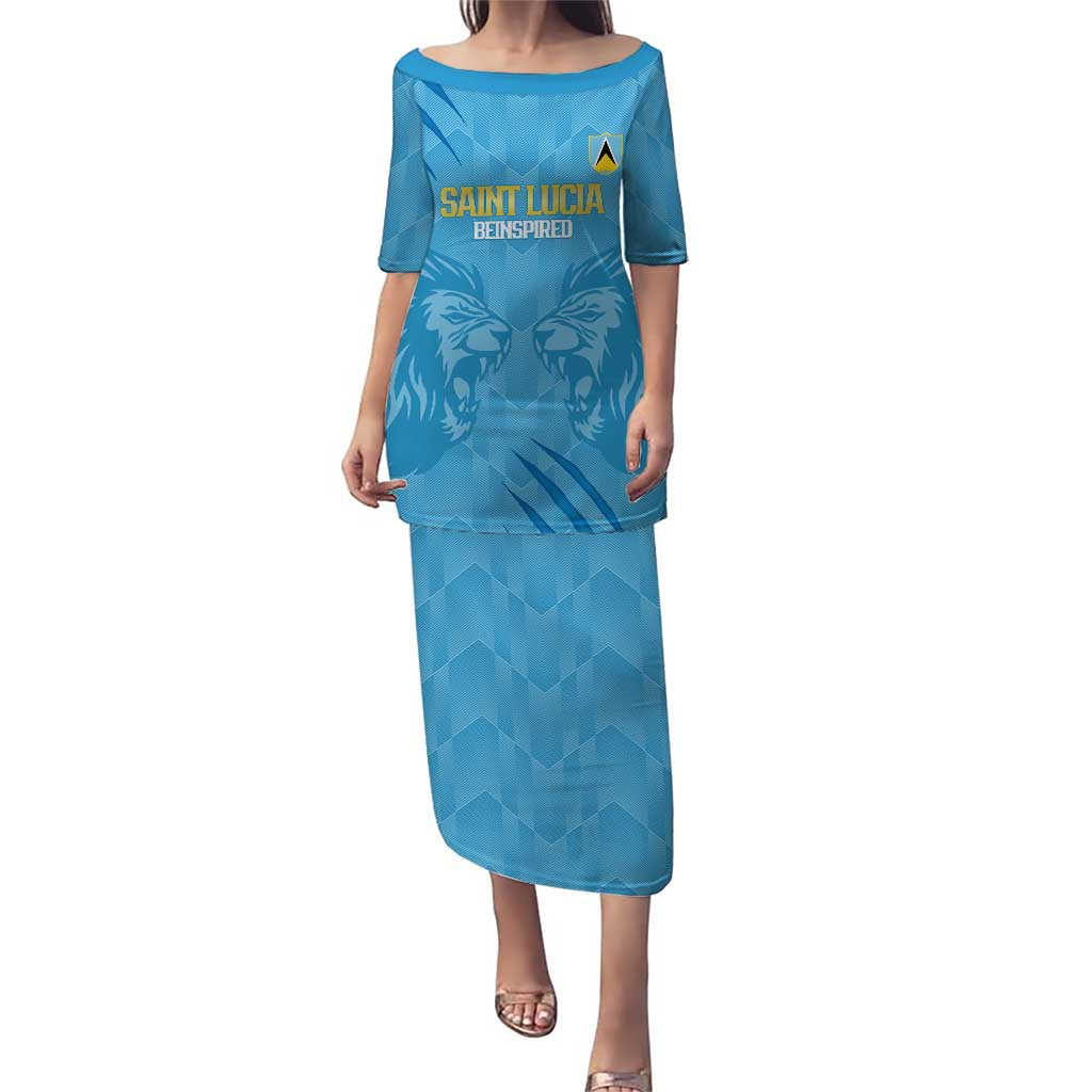 Custom Saint Lucia Cricket Puletasi Go Champions Beinspired