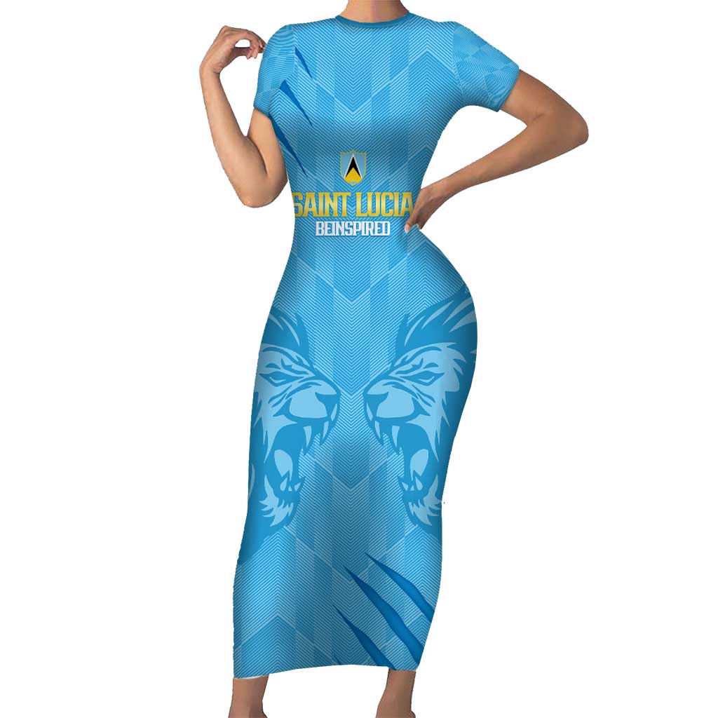 Custom Saint Lucia Cricket Short Sleeve Bodycon Dress Go Champions Beinspired