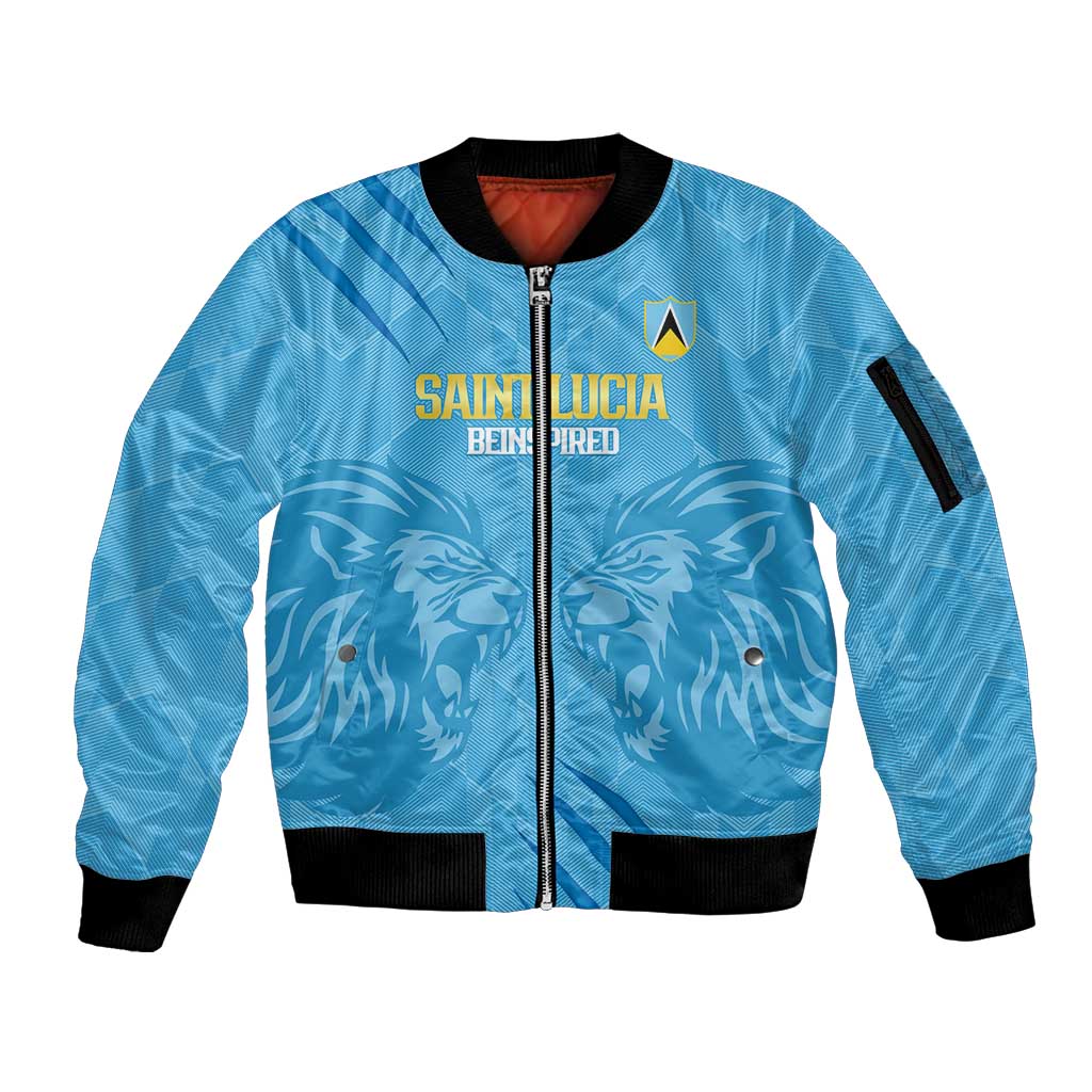 Custom Saint Lucia Cricket Sleeve Zip Bomber Jacket Go Champions Beinspired