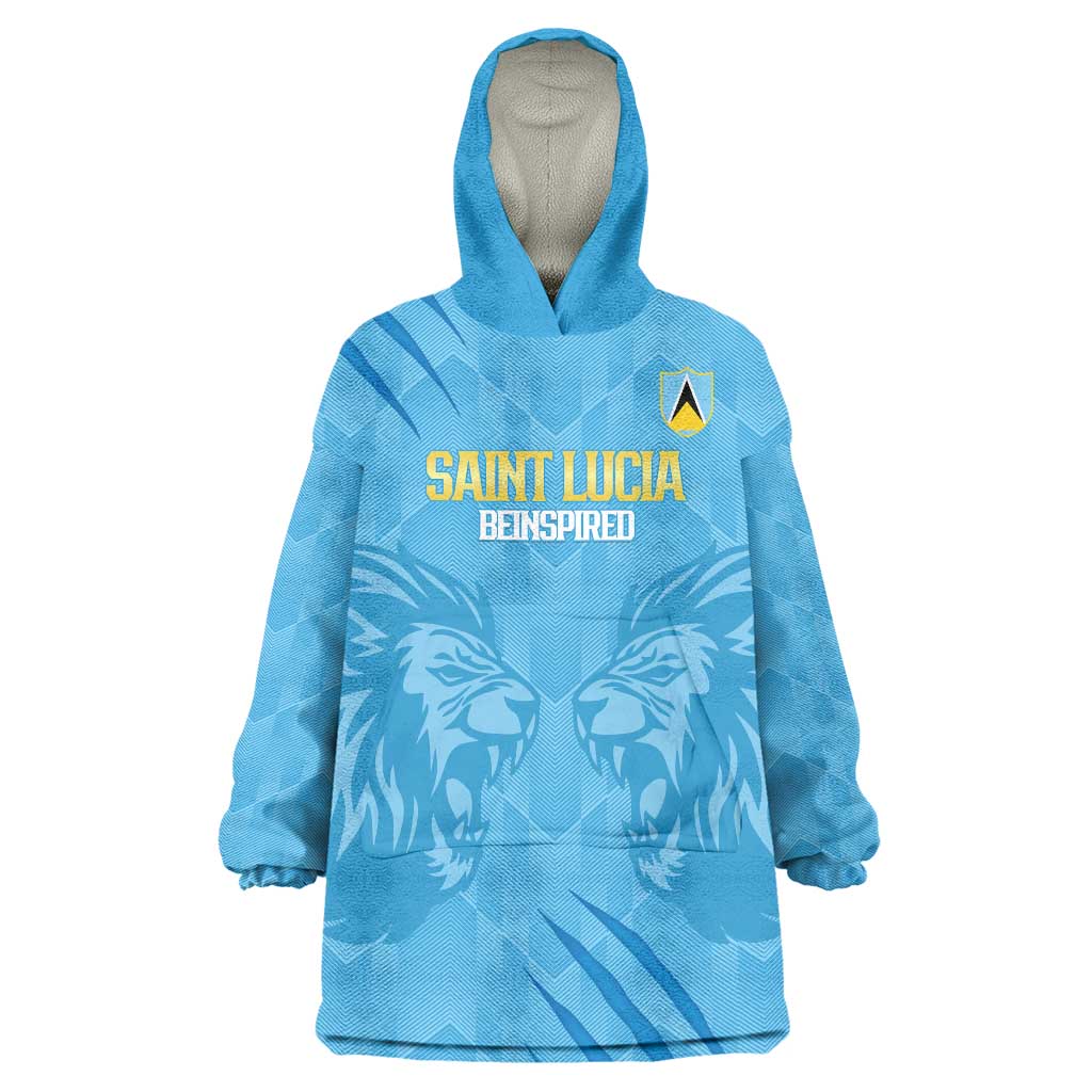 Custom Saint Lucia Cricket Wearable Blanket Hoodie Go Champions Beinspired