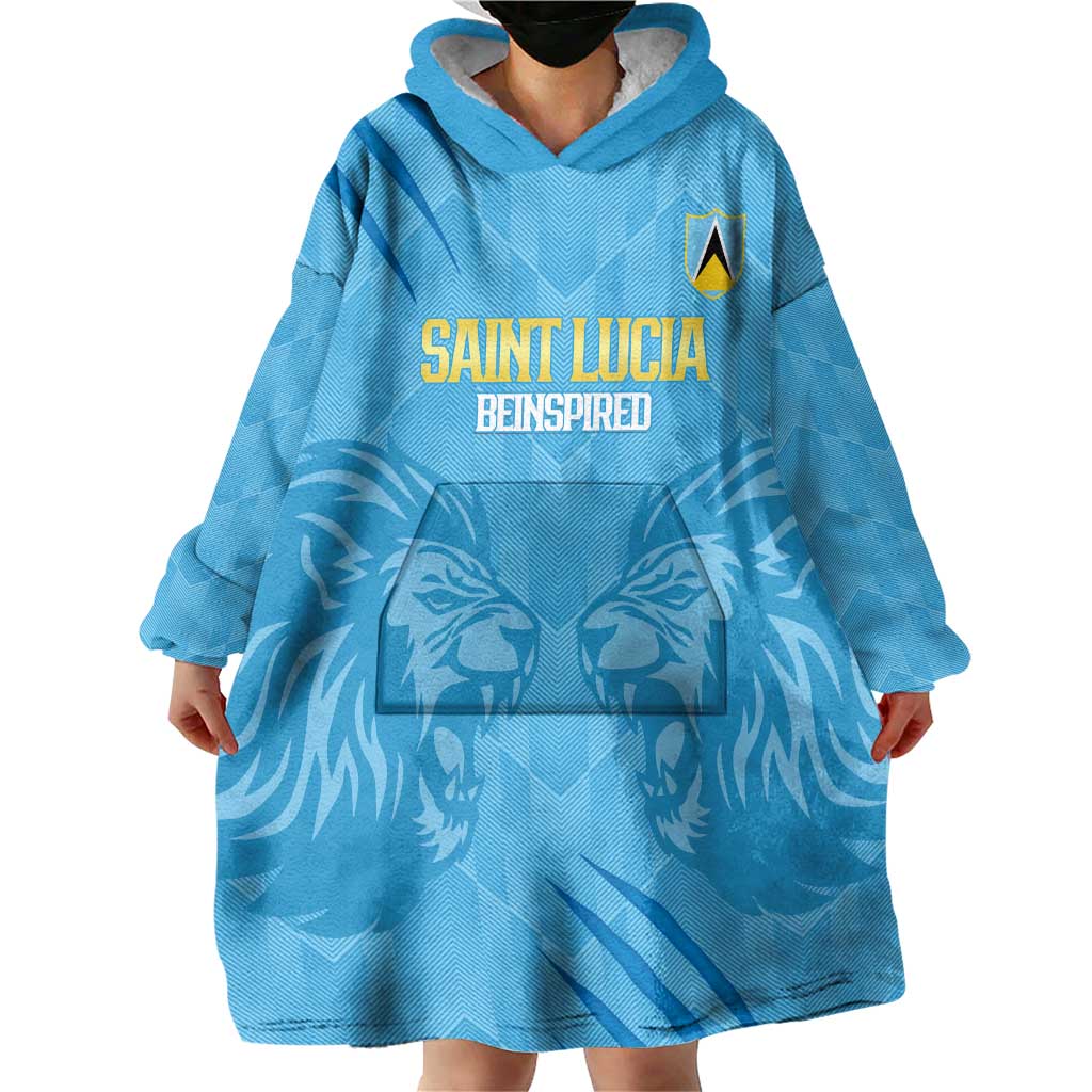 Custom Saint Lucia Cricket Wearable Blanket Hoodie Go Champions Beinspired