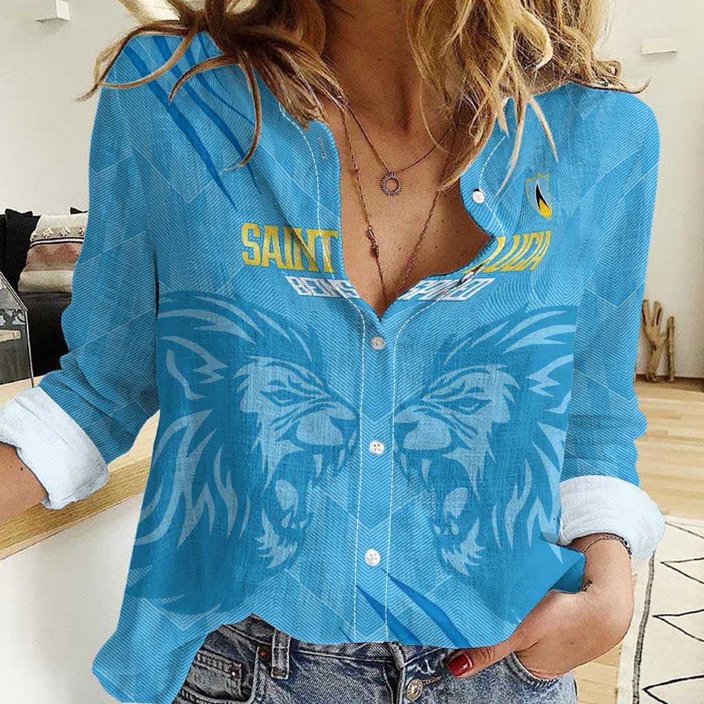 Custom Saint Lucia Cricket Women Casual Shirt Go Champions Beinspired