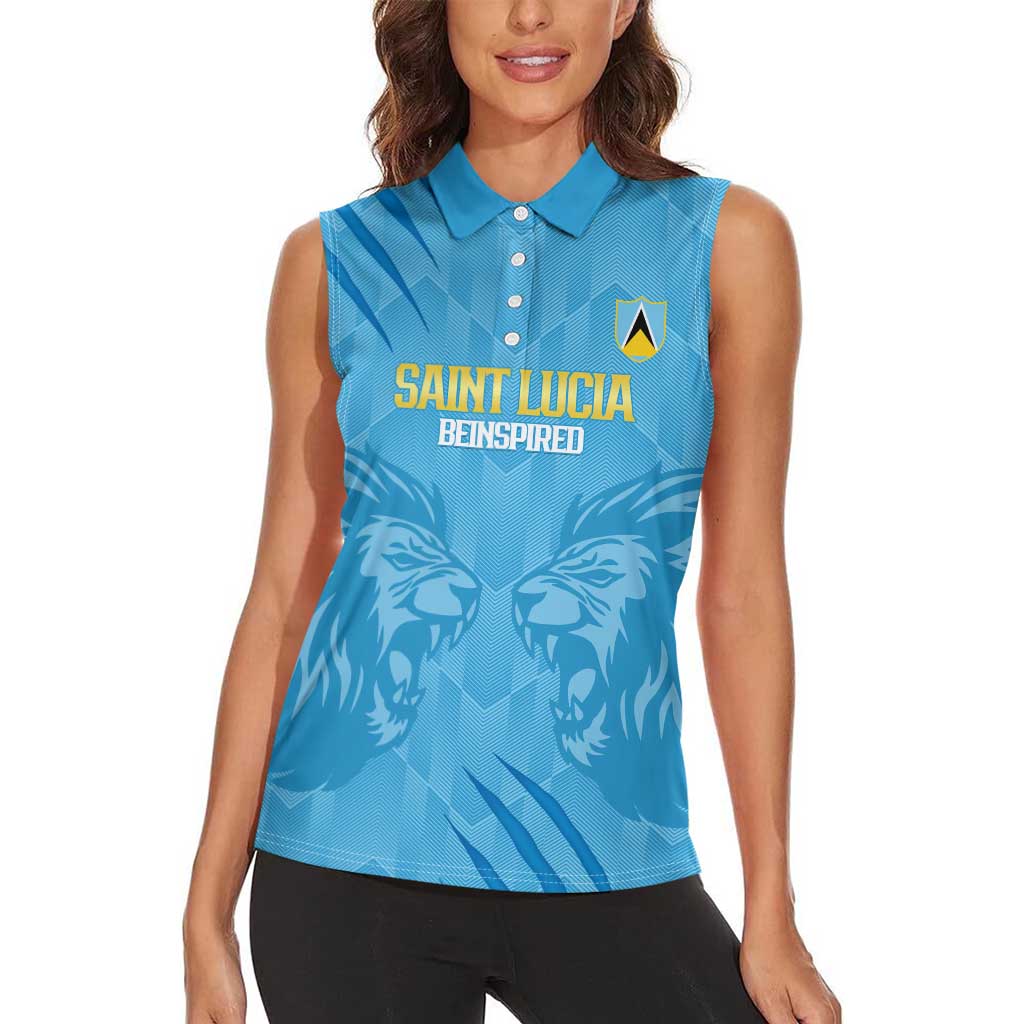 Custom Saint Lucia Cricket Women Sleeveless Polo Shirt Go Champions Beinspired