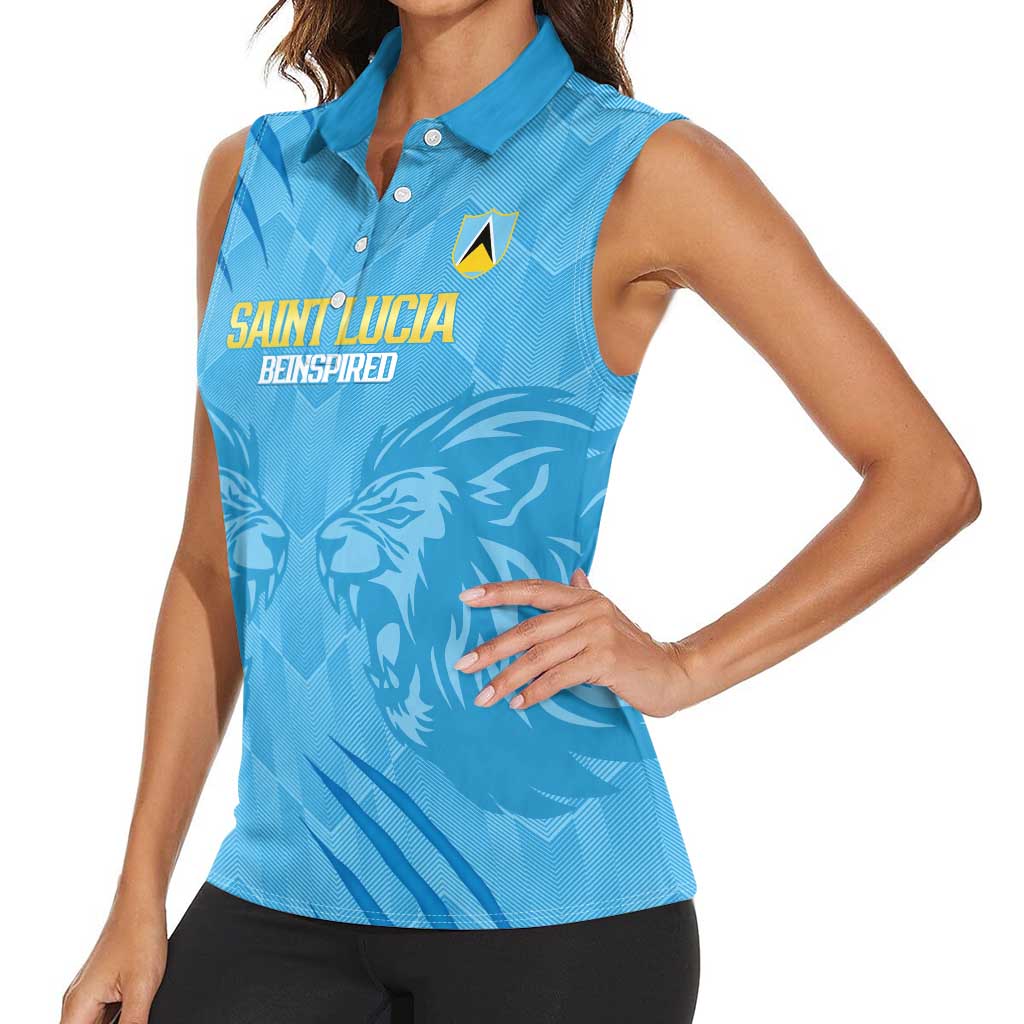 Custom Saint Lucia Cricket Women Sleeveless Polo Shirt Go Champions Beinspired
