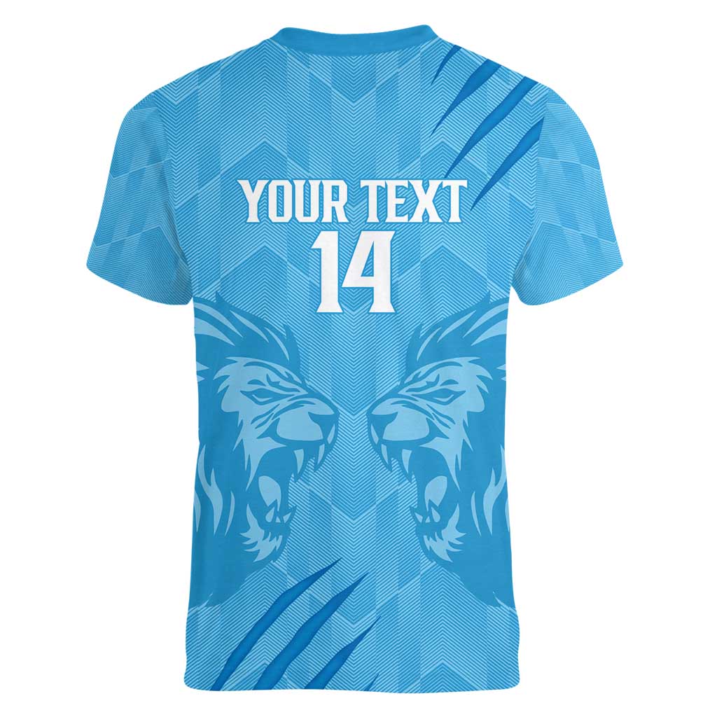 Custom Saint Lucia Cricket Women V-Neck T-Shirt Go Champions Beinspired