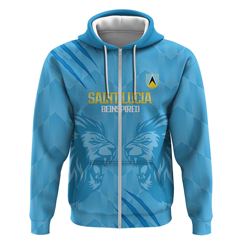 Custom Saint Lucia Cricket Zip Hoodie Go Champions Beinspired